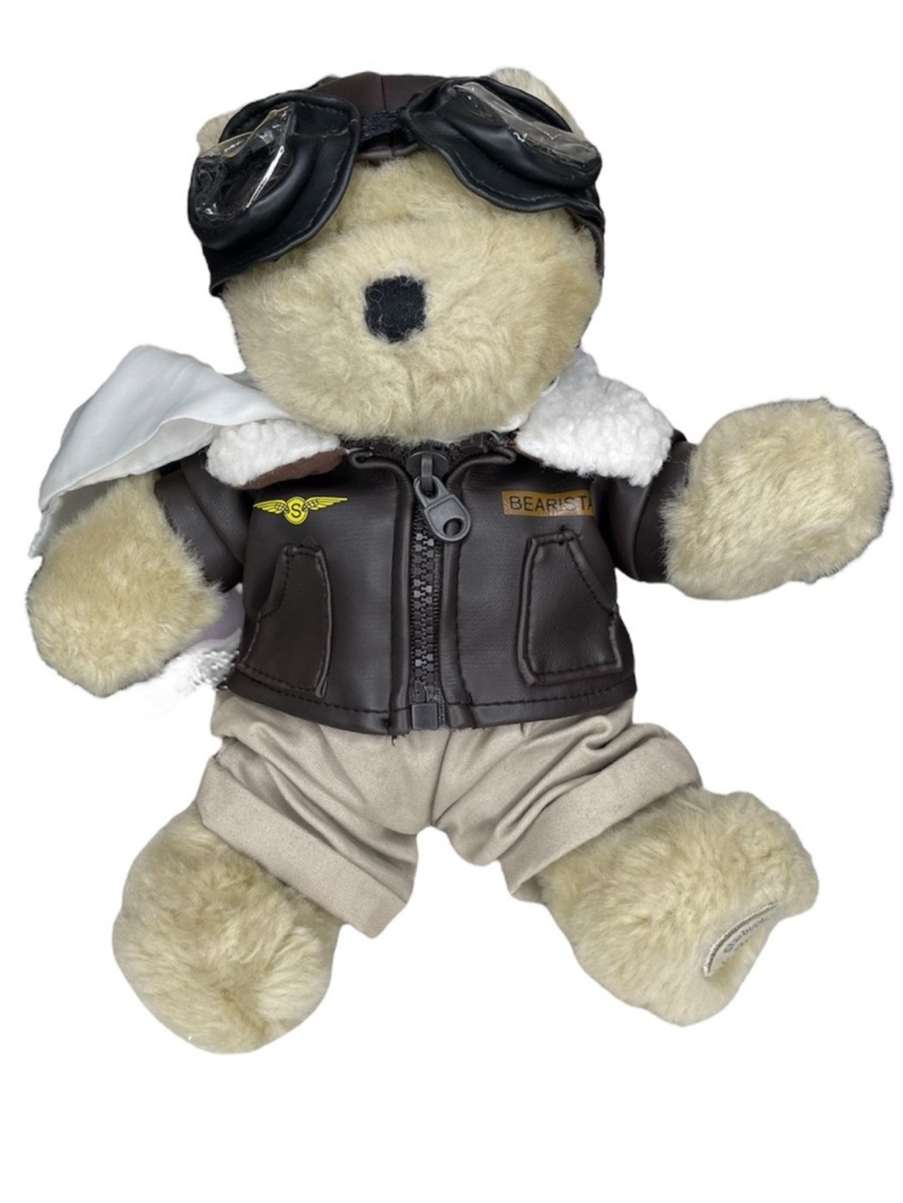 Starbucks Beige and Brown Pilot Bear Plush with Leather Jacket - Picture 2 of 8